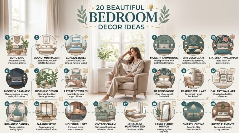 20 Beautiful Bedroom Decor Ideas ✨🛏️ Create a cozy, stylish retreat with dreamy colors, elegant accents, soft textures, and thoughtful details that make your bedroom feel truly yours. Which idea would you love to try? 💕 #BedroomDecor #BedroomIdeas #HomeDecor #InteriorDesign #CozyBedroom #DreamBedroom
